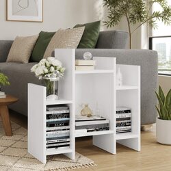 Stylish White Storage Side Cabinet with 6 Shelves
