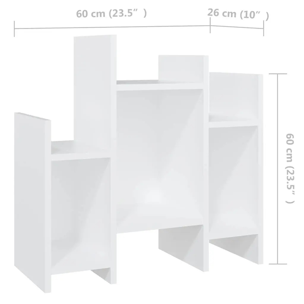 White Storage Side Cabinet with 6 Shelves