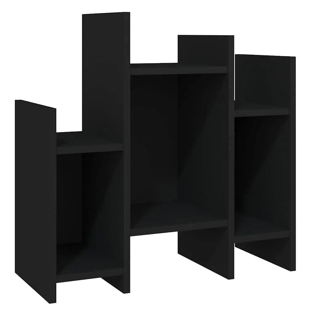 Black Engineered Wood Side Cabinet with 6 Shelves