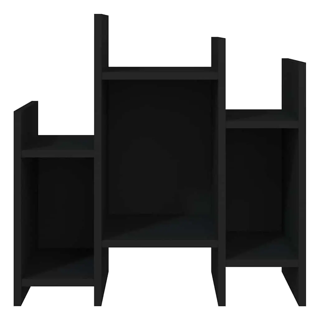 Black Engineered Wood Side Cabinet with 6 Shelves