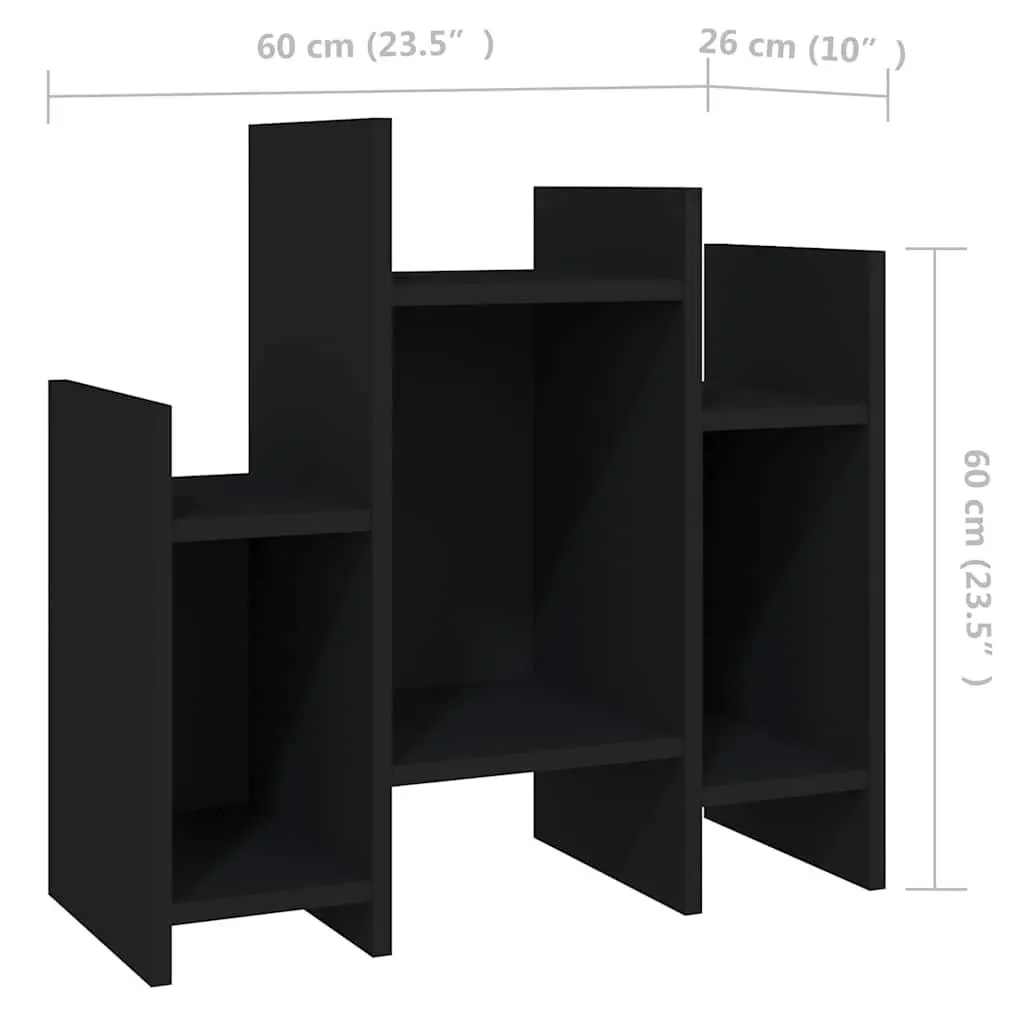 Black Engineered Wood Side Cabinet with 6 Shelves