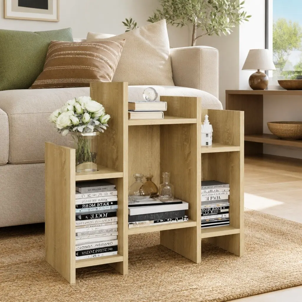 Brown Storage Buffet Side Cabinet with 6 Shelves