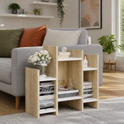 Side Cabinet Storage Unit with Shelves Brown Sonoma Oak White Engineered Wood