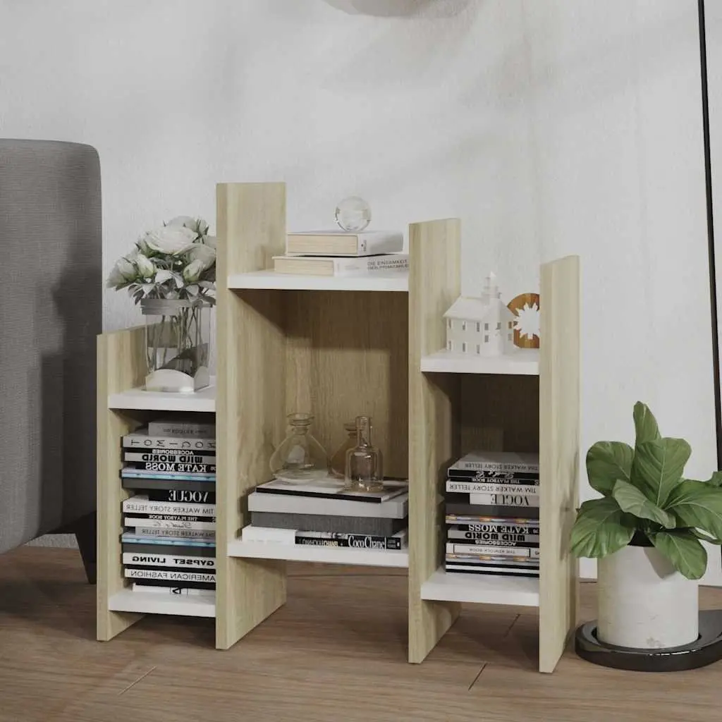 Brown Sonoma Oak Side Cabinet with 6 Shelves
