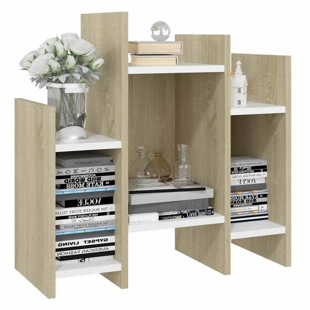 Brown Sonoma Oak Side Cabinet with 6 Shelves