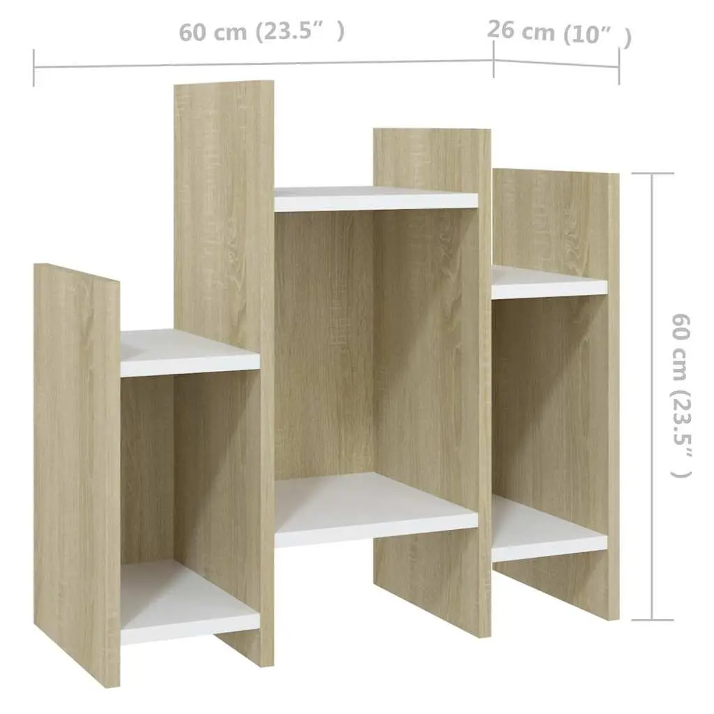 Brown Sonoma Oak Side Cabinet with 6 Shelves