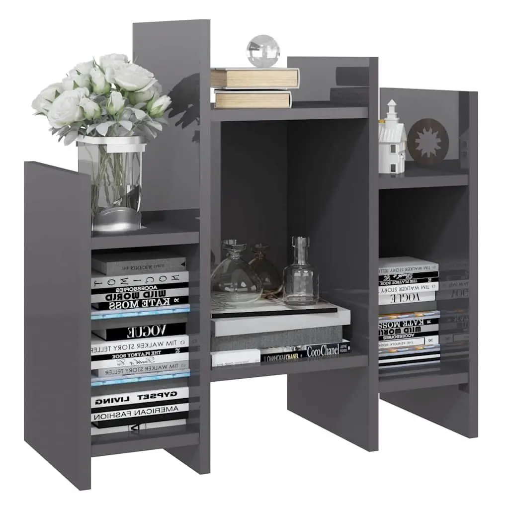 Grey Side Cabinet with 6 Shelves for Storage
