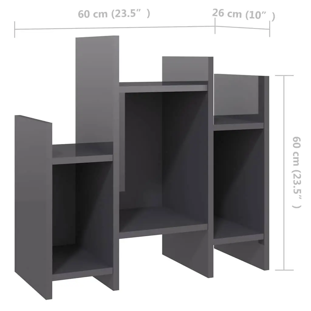 Grey Side Cabinet with 6 Shelves for Storage