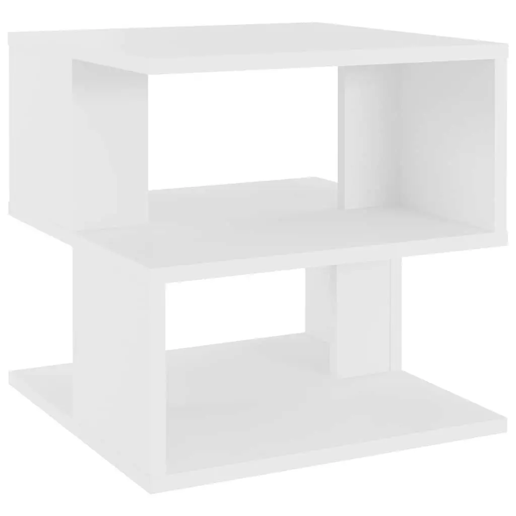 White End Table with Dual Shelves for Storage