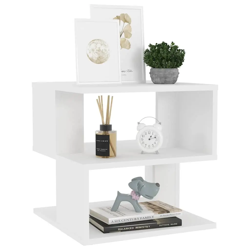 White End Table with Dual Shelves for Storage