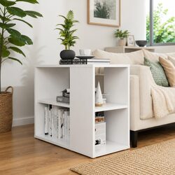 White Side Cabinet Storage Unit 2 Shelf Sideboard Buffet Furniture 60x30x50cm