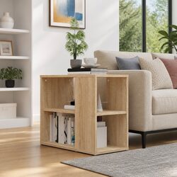Premium Brown Side Cabinet with 2 Shelves for Storage