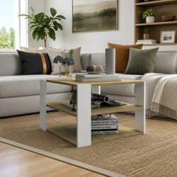 Modern Coffee Table with Storage Shelf for Living Room