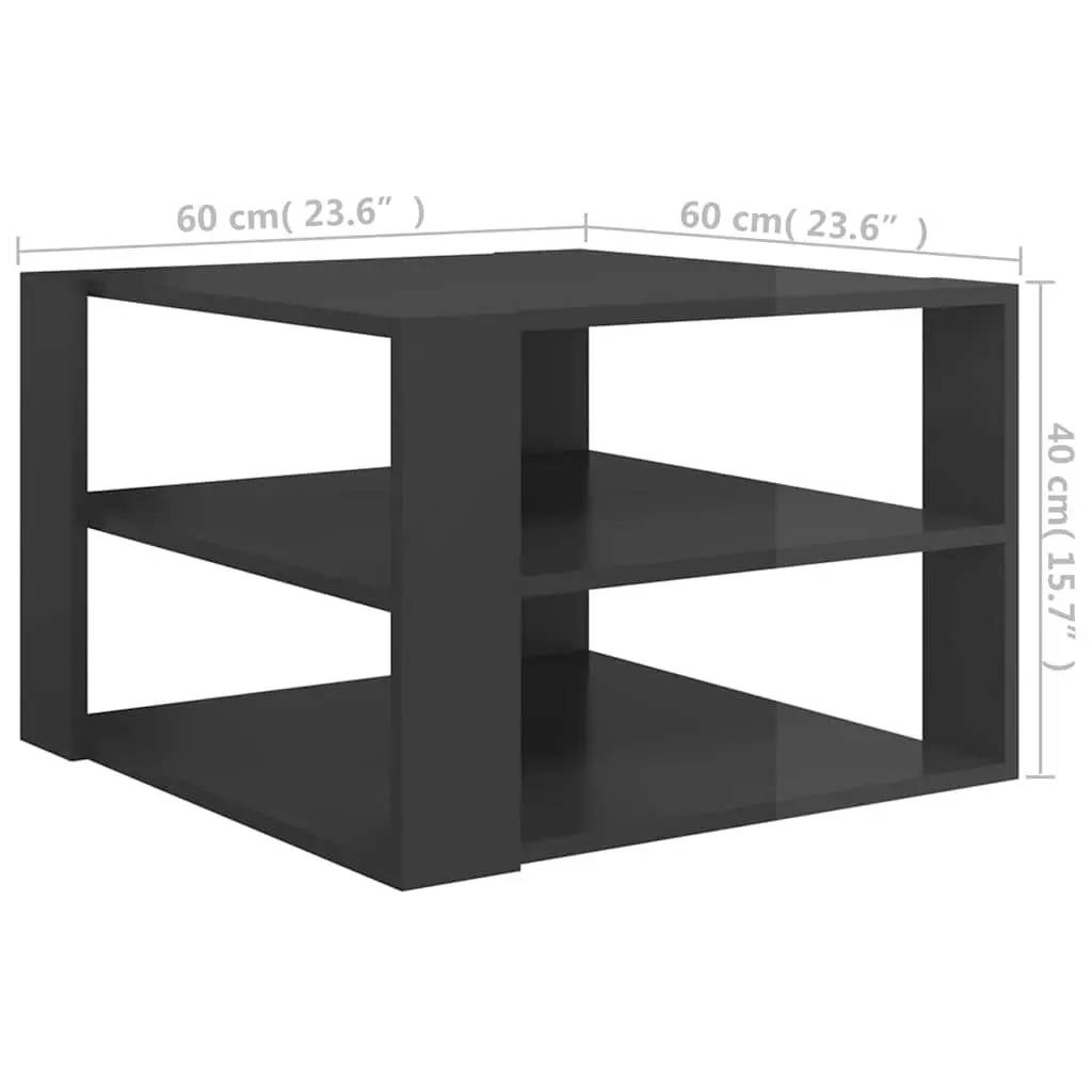 Grey Coffee Table with Storage Shelf