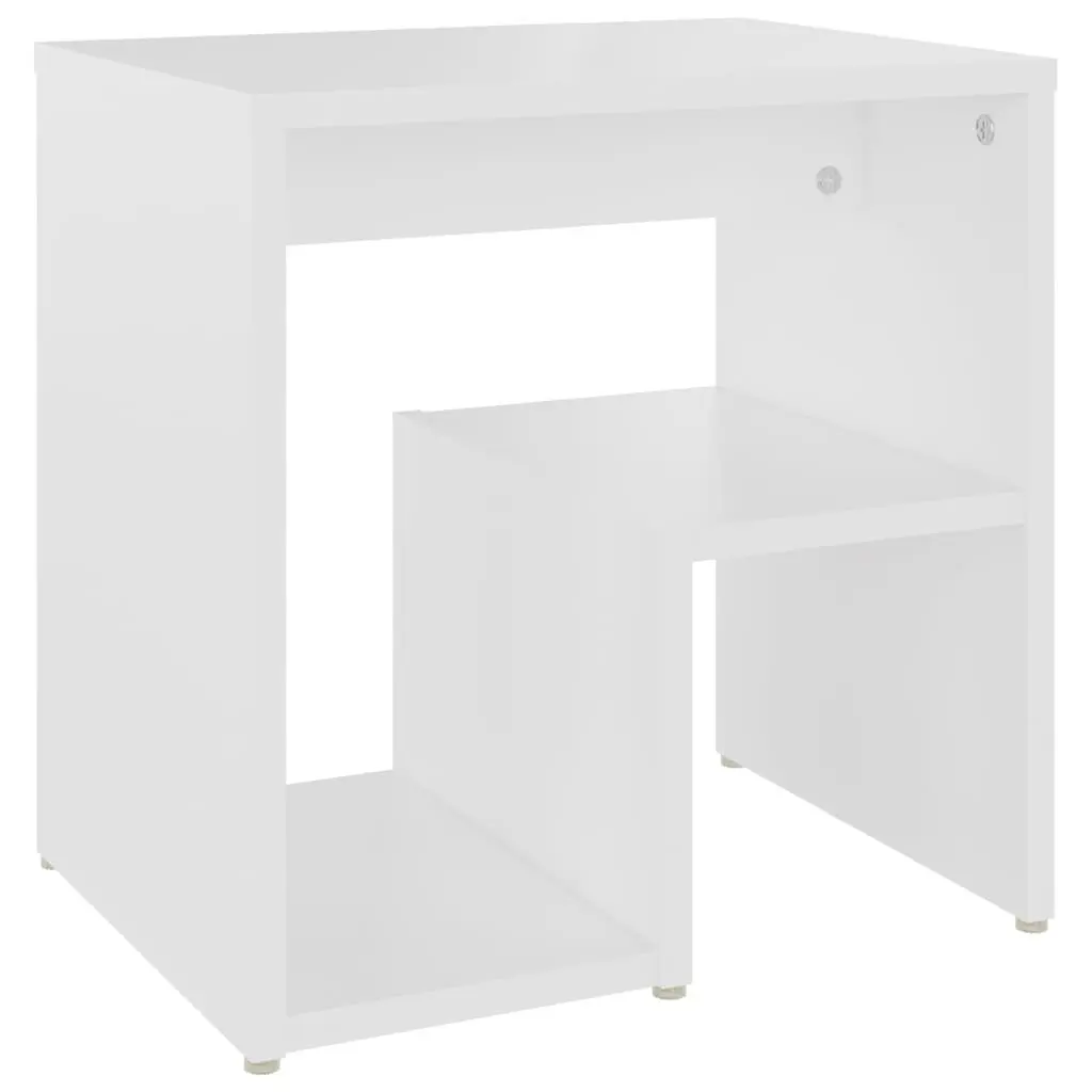 White Engineered Wood Bedside Table Nightstand 2 Pack