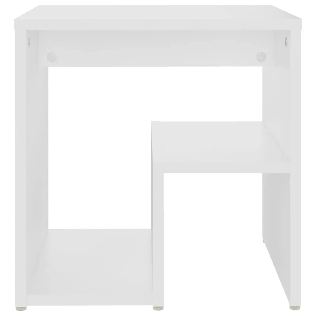 White Engineered Wood Bedside Table Nightstand 2 Pack