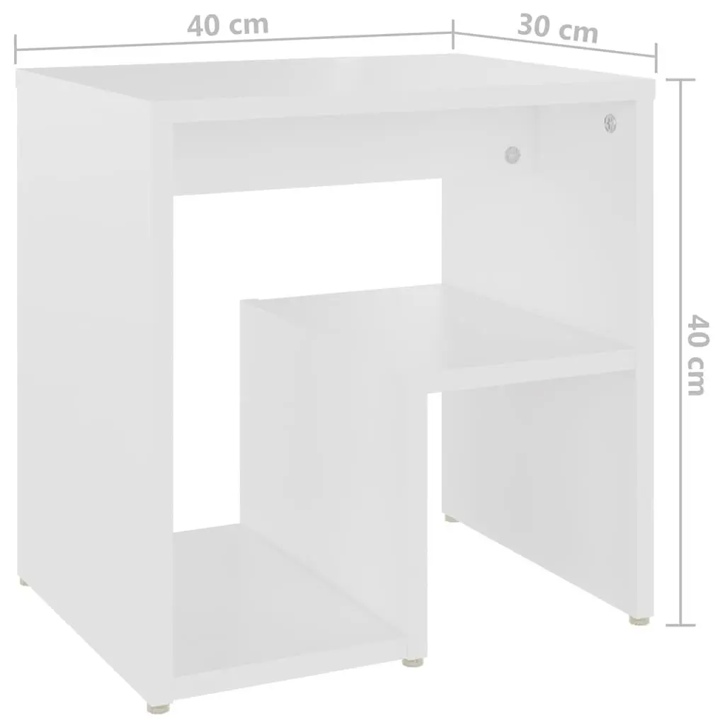 White Engineered Wood Bedside Table Nightstand 2 Pack