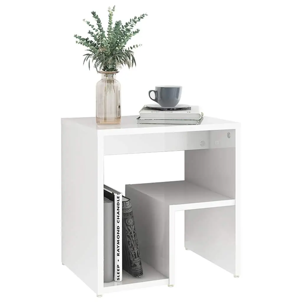 Bedside Tables 2 pcs White High Gloss Nightstand Cabinet Storage Shelf Bedroom