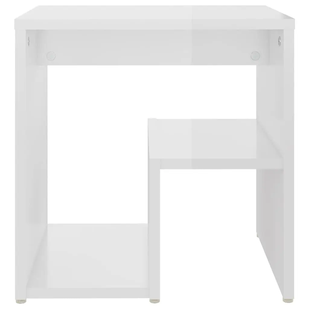 Bedside Tables 2 pcs White High Gloss Nightstand Cabinet Storage Shelf Bedroom