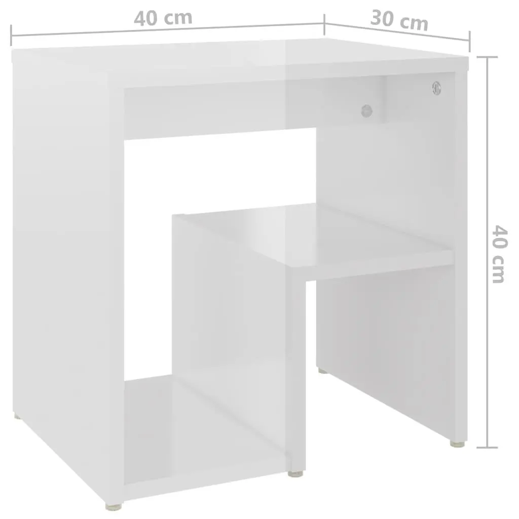 Bedside Tables 2 pcs White High Gloss Nightstand Cabinet Storage Shelf Bedroom