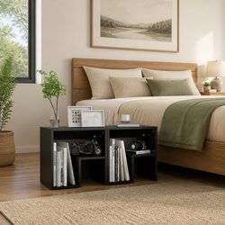 High Gloss Grey Bedside Tables 2 pc Set 40x30x40 cm