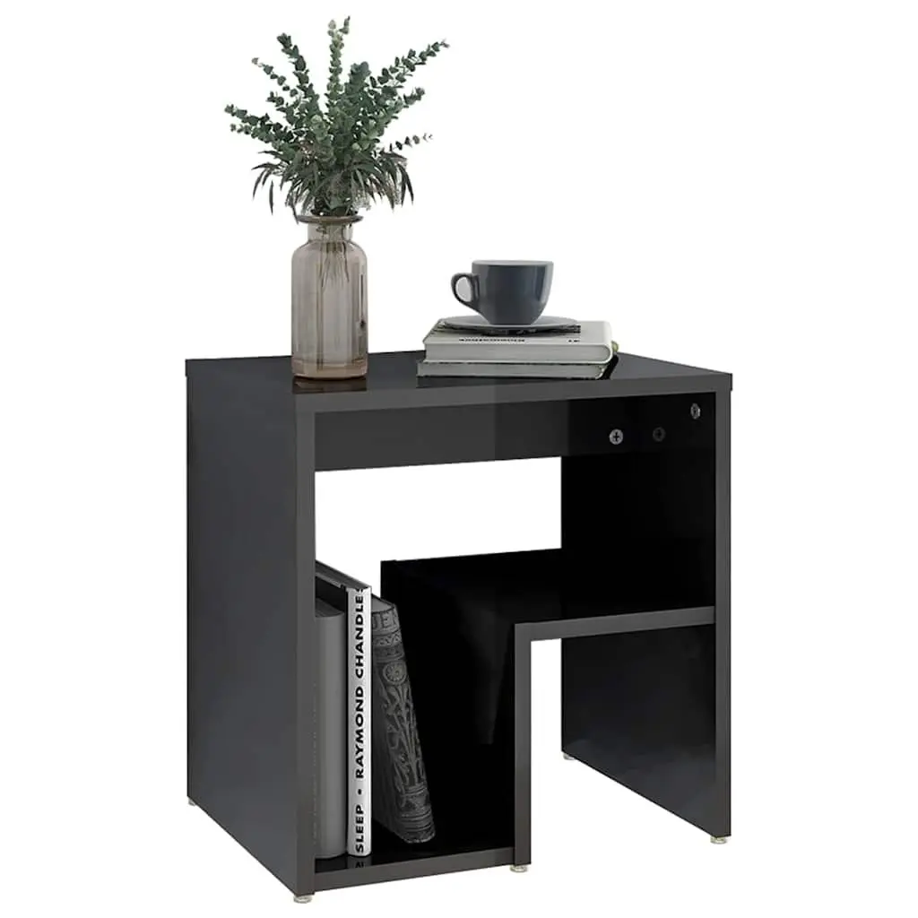 High Gloss Grey Bedside Tables 2 pc Set 40x30x40 cm
