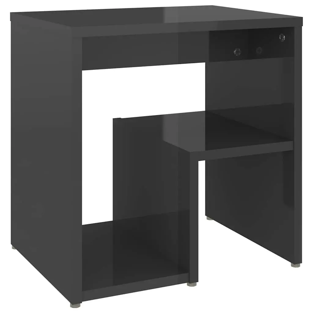 High Gloss Grey Bedside Tables 2 pc Set 40x30x40 cm