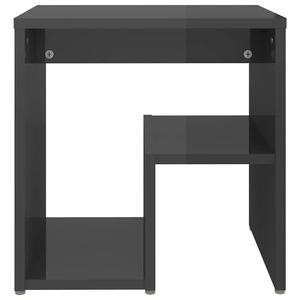 High Gloss Grey Bedside Tables 2 pc Set 40x30x40 cm