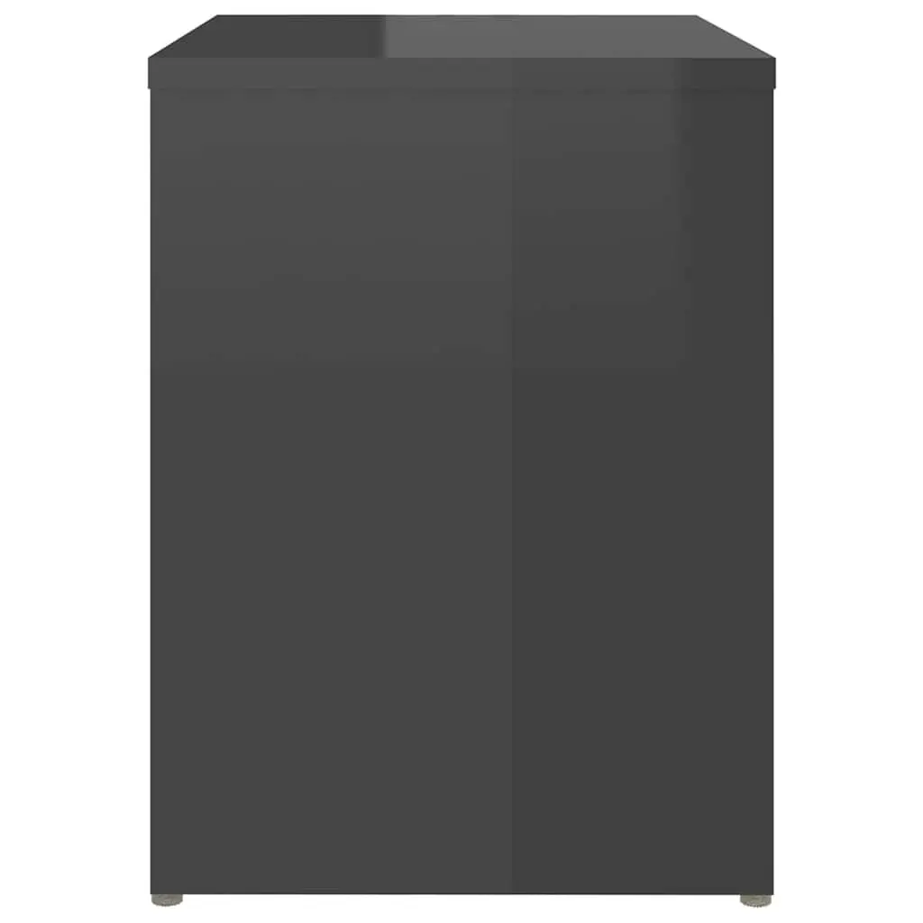 High Gloss Grey Bedside Tables 2 pc Set 40x30x40 cm
