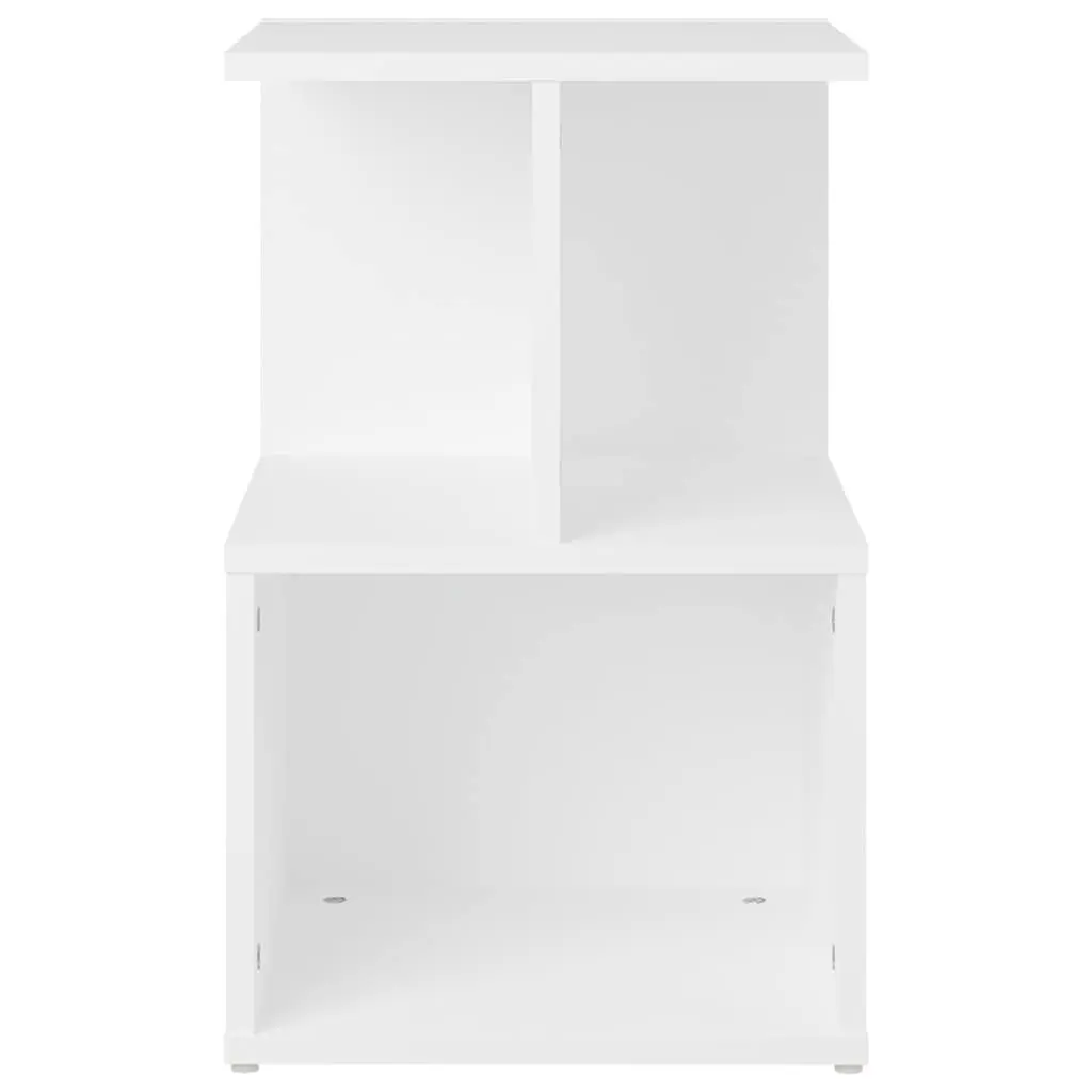 White Bedside Cabinet with Open Storage Compartments