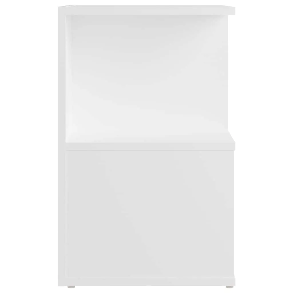 White Bedside Cabinet with Open Storage Compartments