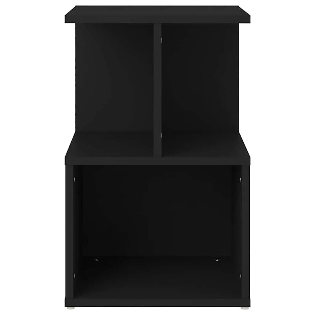 Black Bedside Cabinet with Open Compartments