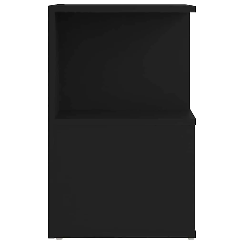 Black Bedside Cabinet with Open Compartments