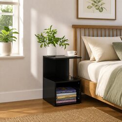Elegant Black Bedside Cabinets Set of 2 - 35x35x55 cm