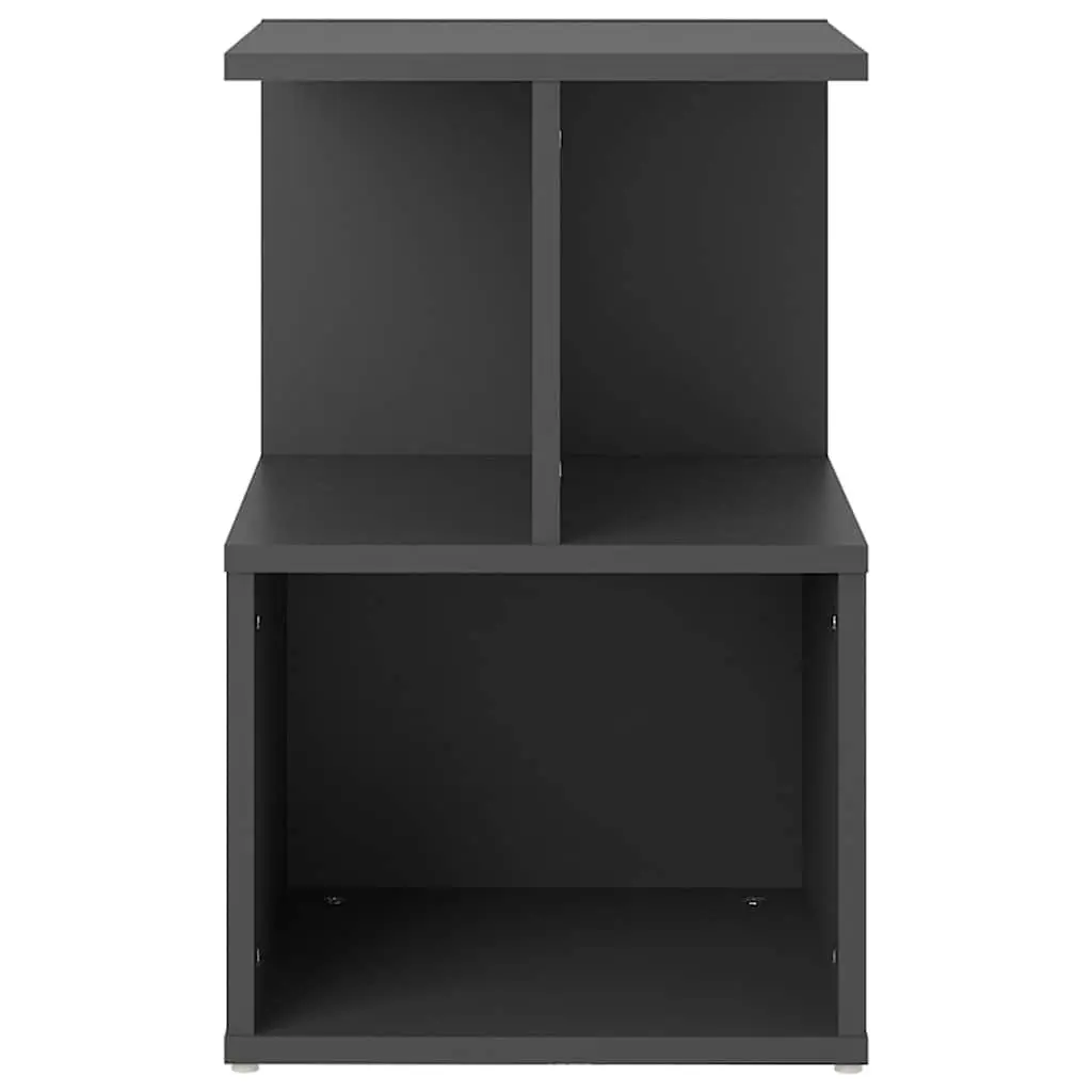 Grey Bedside Cabinet Set with Open Compartments