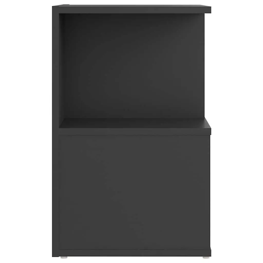 Grey Bedside Cabinet Set with Open Compartments