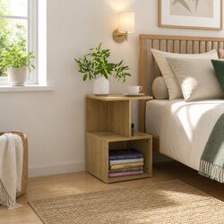 Sturdy 2-Piece Bedside Cabinet Set in Brown Engineered Wood