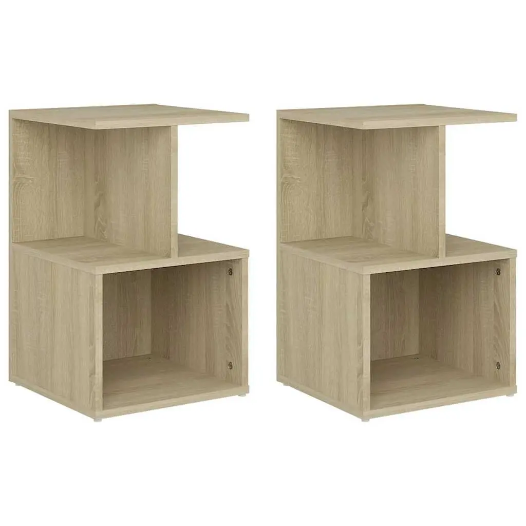2-Piece Bedside Cabinet Set in Brown Engineered Wood