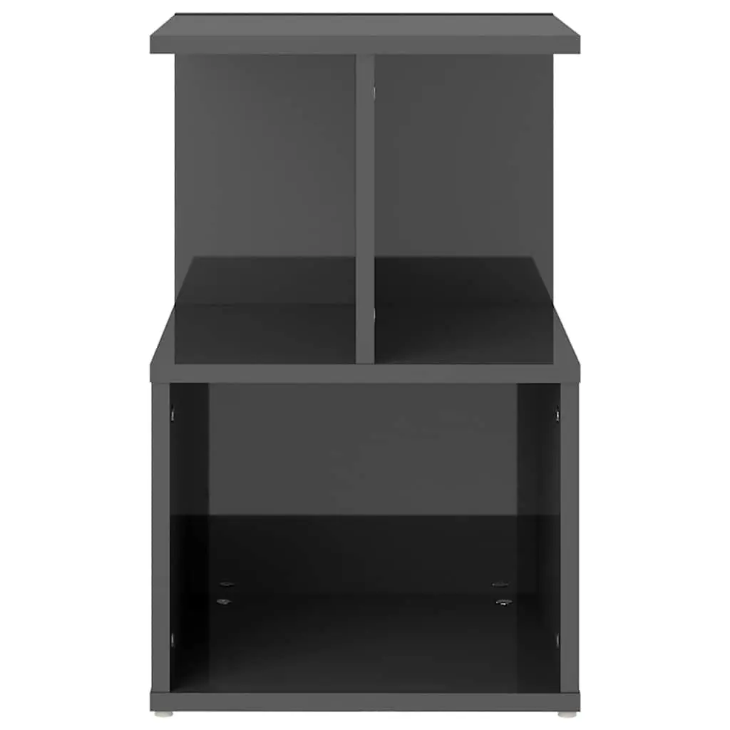 High Gloss Grey Bedside Cabinets with Open Storage