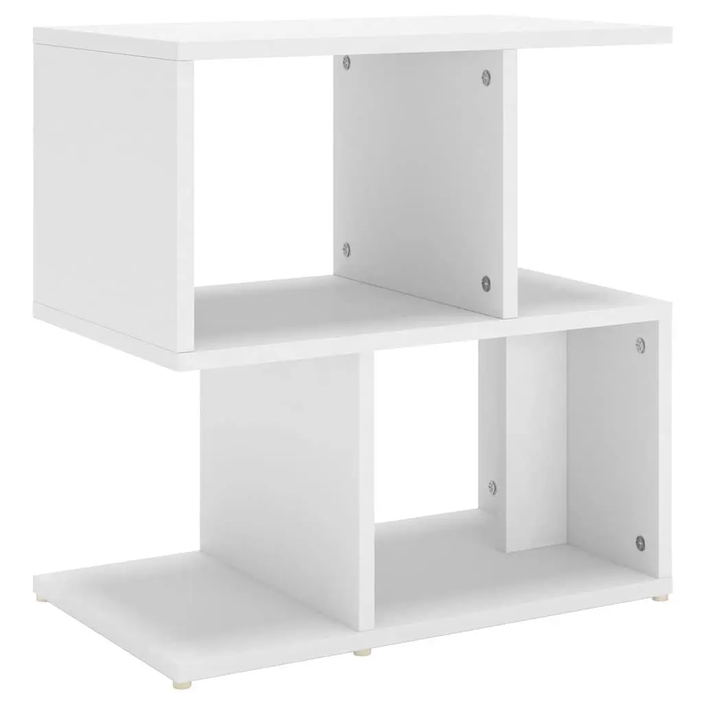 White Bedside Cabinet with Open Compartments