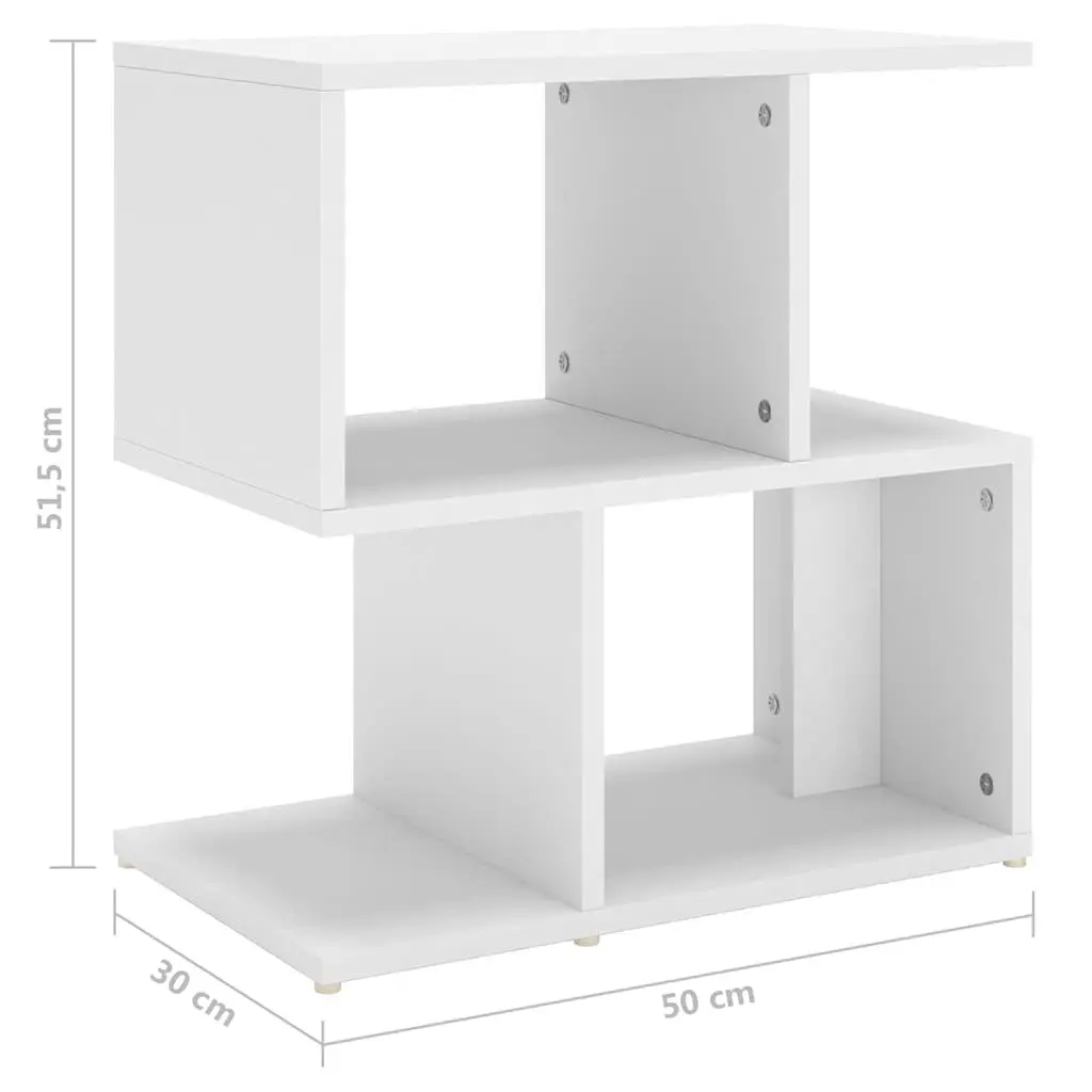 White Bedside Cabinet with Open Compartments
