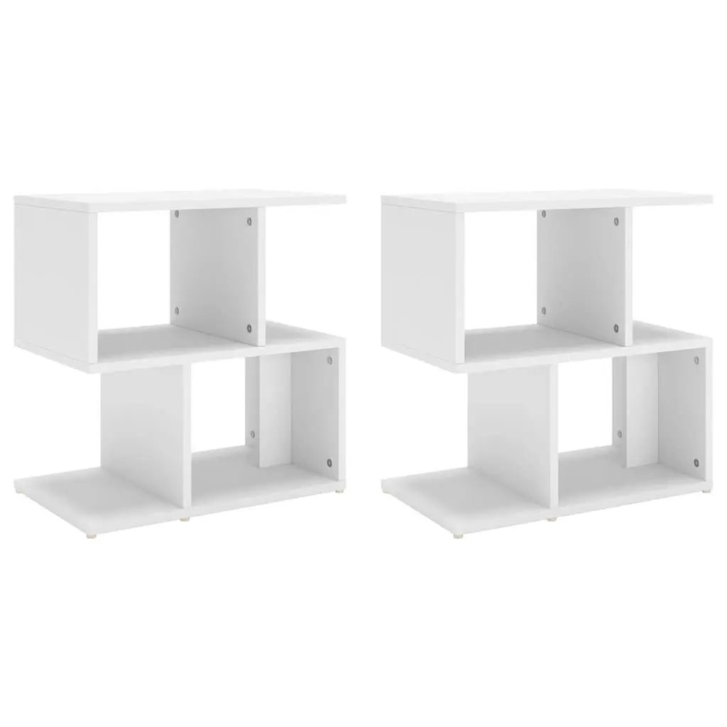 White Bedside Cabinet Set with Open Storage