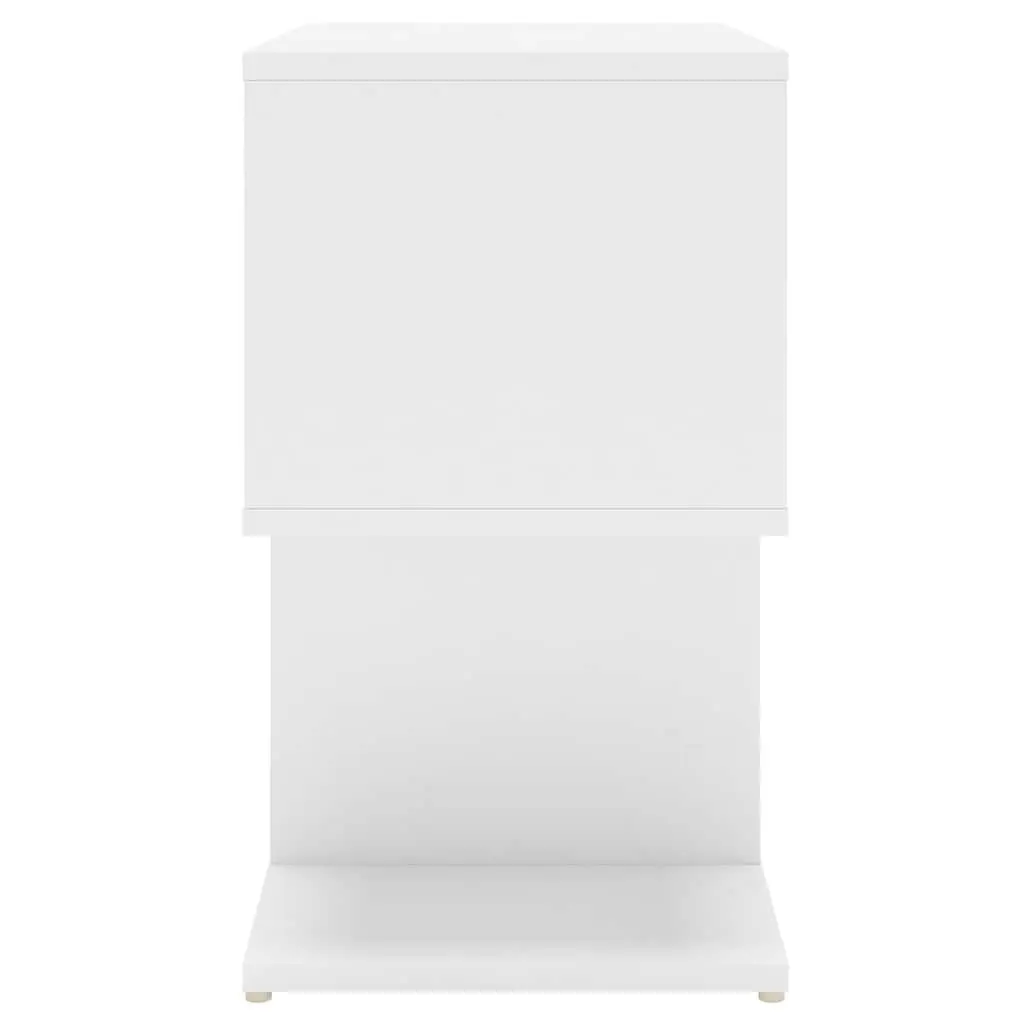 White Bedside Cabinet Set with Open Storage