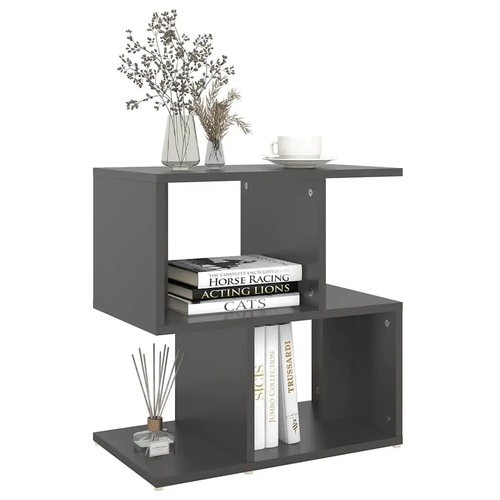 Grey Bedside Cabinet Set with Open Compartments