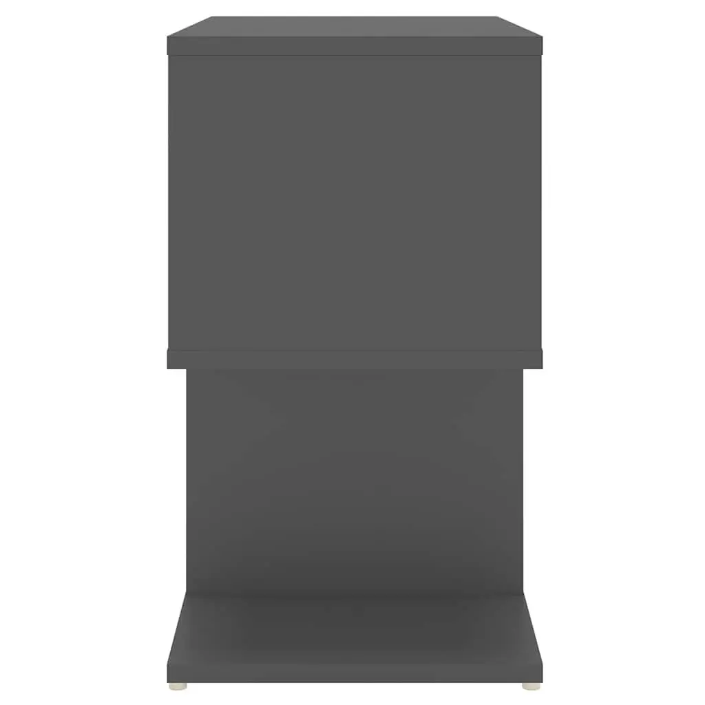 Grey Bedside Cabinet Set with Open Compartments