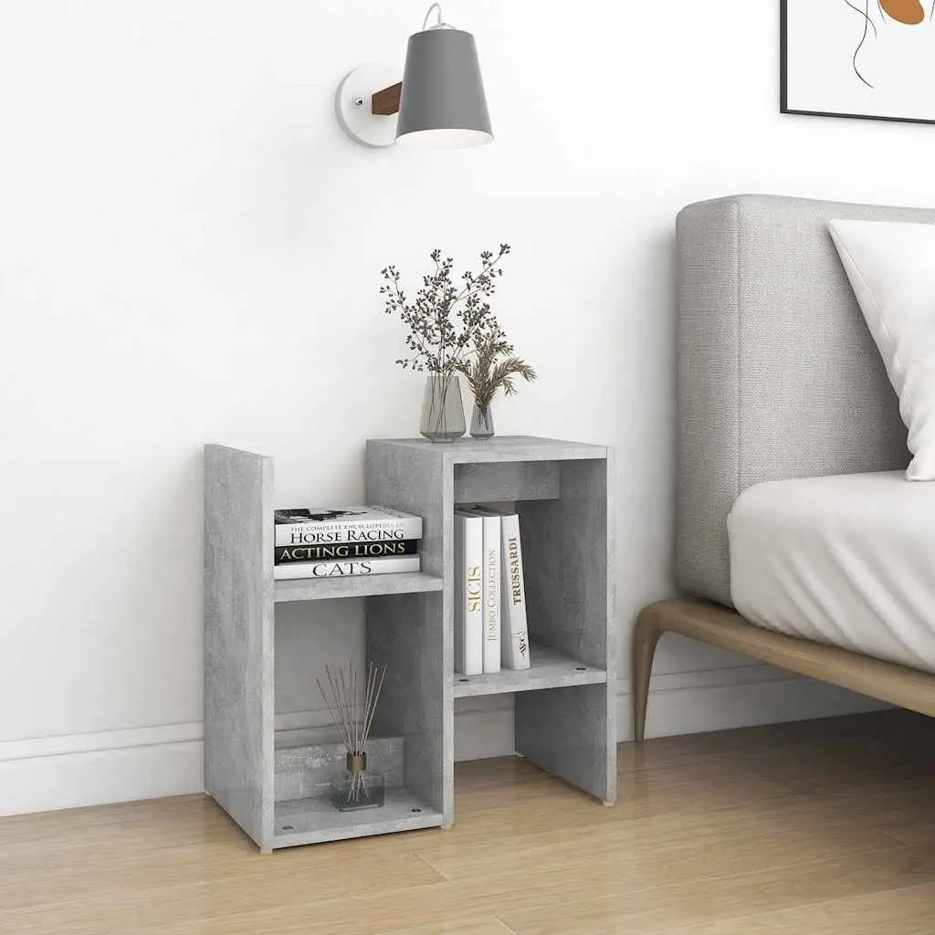 Grey Bedside Cabinet with Open Compartments