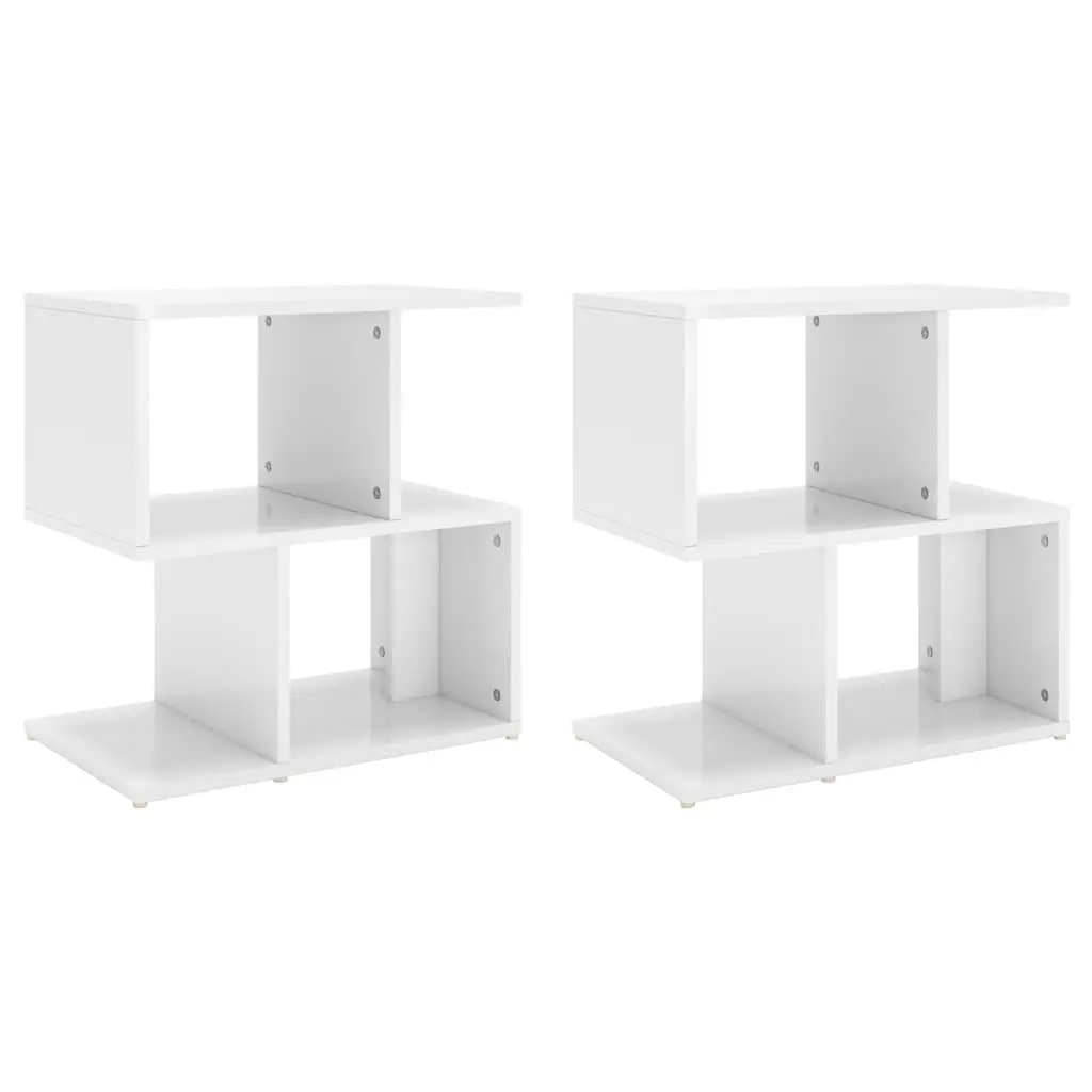 White High Gloss Bedside Cabinet Set of 2