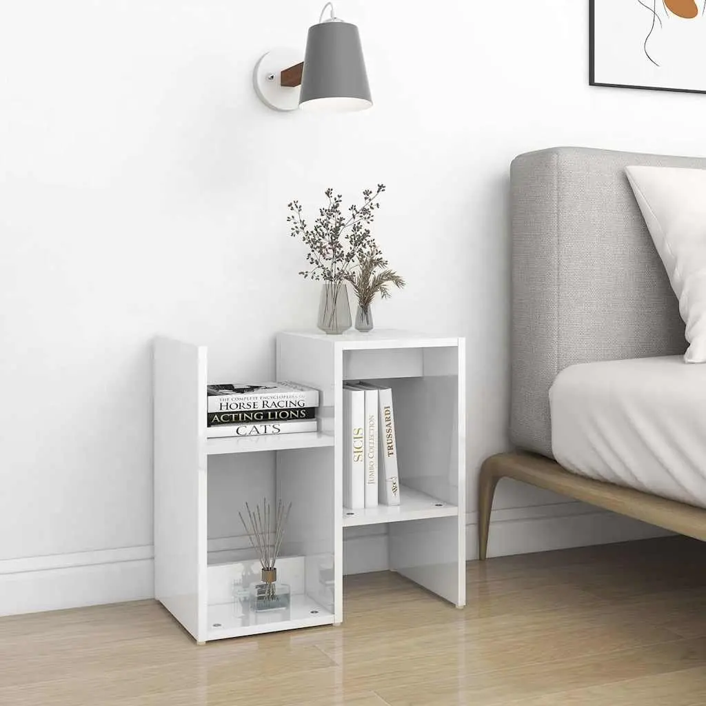White High Gloss Bedside Cabinet Set of 2