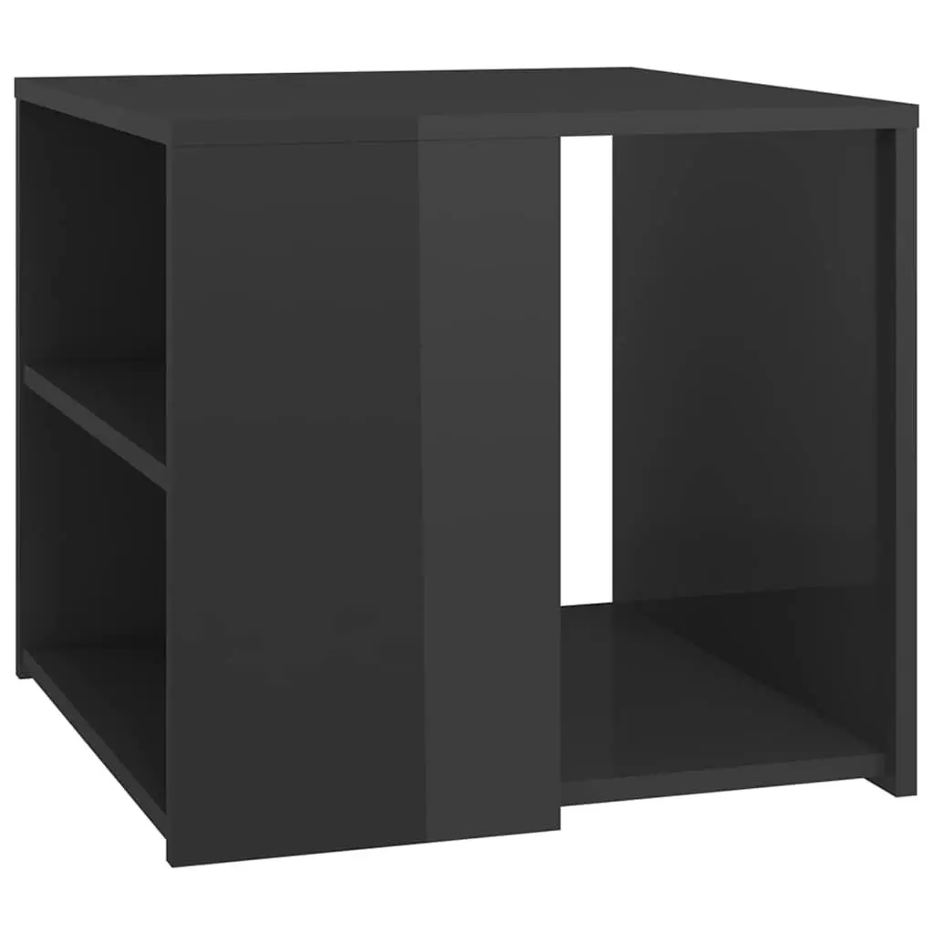 Side Table Engineered Wood 50x50x45 cm Grey High Gloss 3 Shelf Storage End Table Cabinet
