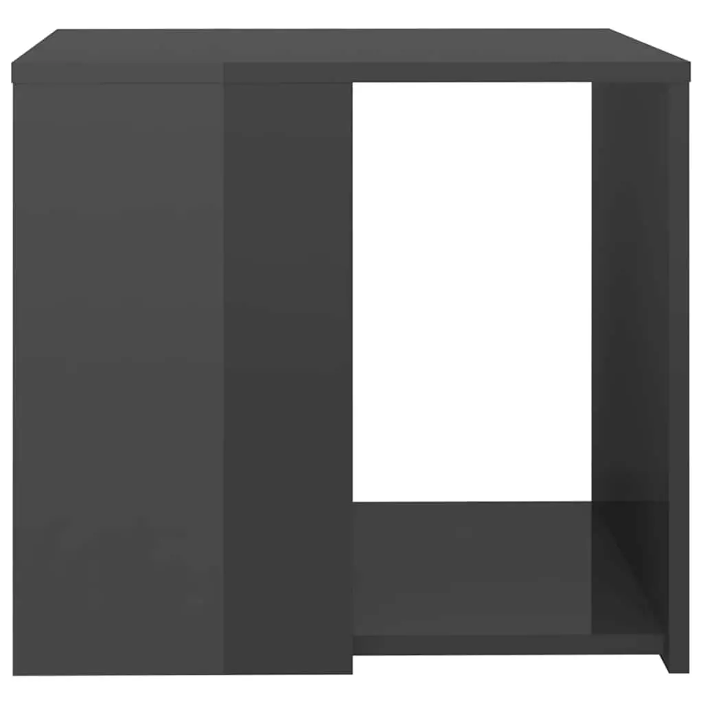Side Table Engineered Wood 50x50x45 cm Grey High Gloss 3 Shelf Storage End Table Cabinet